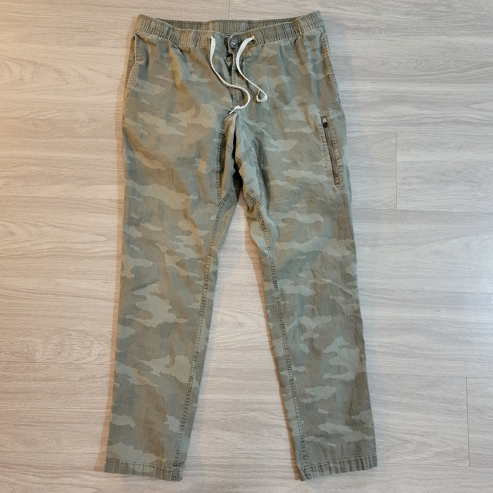 Vuori Mens Ripstop Climber Pants Camo Sage Green Elastic Waist Size XL 33x31